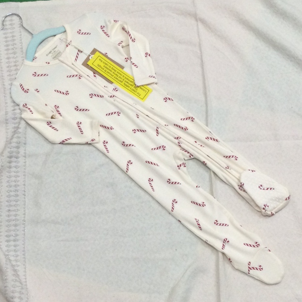 NWT Angel Dear Candy Cane Footie